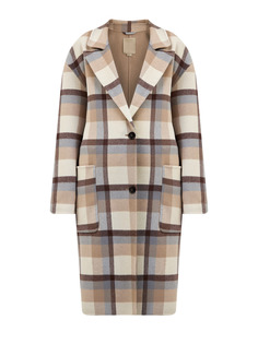 Однобортное пальто-oversize из шерстяной ткани в крупную клетку Woolrich