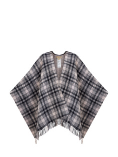 Клетчатый кейп из шерсти с бахромой и макро-логотипом Woolrich