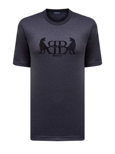 Футболка из джерси с объемной вышивкой и трикотажным воротом Bertolo