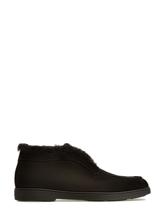 Ботинки из мягкой бархатистой замши с овечьим мехом Santoni