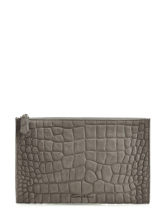 Кожаный футляр для документов с тиснением под крокодила Santoni