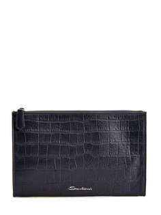 Футляр для документов из окрашенной вручную кожи с тисненым узором Santoni