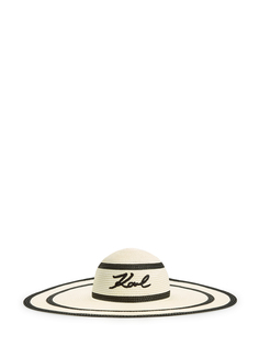 Плетеная шляпа K/Signature с контрастным декором в полоску Karl Lagerfeld