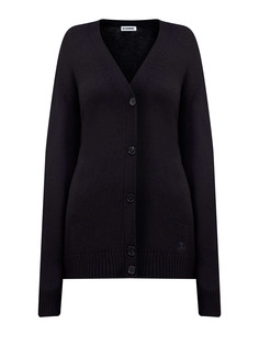 Шерстяной кардиган с V-образным вырезом и вышитым логотипом Jil Sander