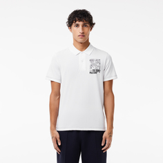 Мужское поло Lacoste с контрастным принтом