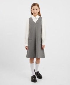 Сарафан из джерси с карманами серый для девочки Gulliver (158)