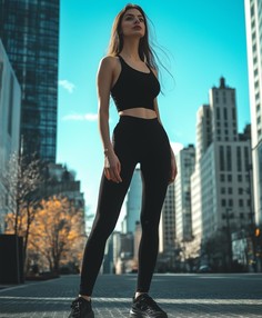 Леггинсы спортивные с карманом на молнии для женщины черные Jumkey (42 (XS))
