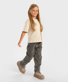 Джинсы Carrot fit утепленные серые детские Button Blue (104)