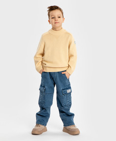 Джинсы карго утепленные синие детские Button Blue (98)