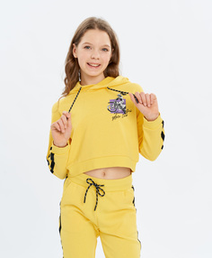 Толстовка укороченная желтая Button Blue (152)