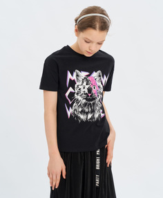 Футболка с принтом черная Button Blue (98)