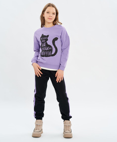 Брюки с лампасами черные Button Blue (116)