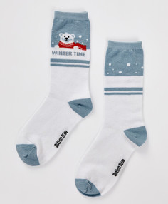 Носки высокие с мишкой белые для девочки Button Blue (22-24)