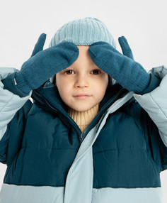 Варежки вязаные утепленные синие детские Button Blue