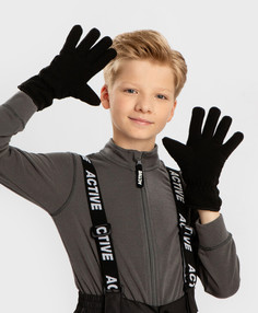 Перчатки флисовые черные детские Button Blue