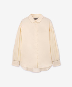 Блузка oversize с длинным рукавом текстильная белая для девочки Gulliver Select (116)