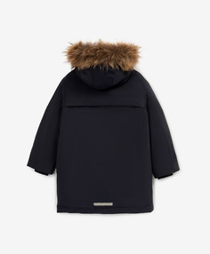 Полупальто зимнее из матовой плащовки на искусственном пуху синее для мальчика Gulliver (152)