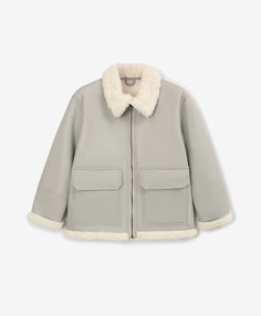 Дублёнка демисезонная из искусственной кожи серая для мальчика Gulliver