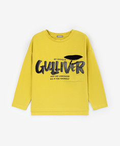 Лонгслив трикотажный с принтом горчичный для мальчика Gulliver (104)