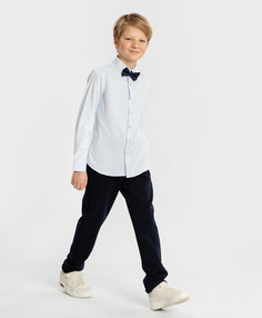 Сорочка из фактурного текстиля в ромбик голубая Button Blue (128)