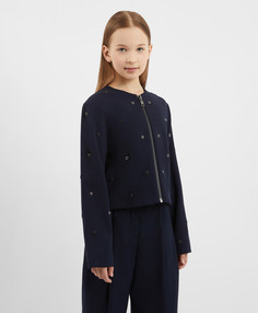 Жакет с люверсами синий для девочки Gulliver