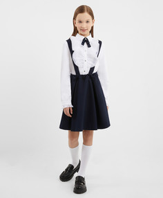 Юбка со съёмными лямками синяя для девочки Gulliver