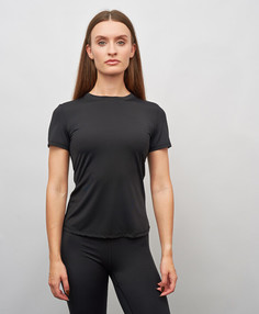 Футболка спортивная slimfit с короткими рукавами для женщины черная Jumkey (S)
