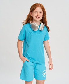 Футболка голубая с принтом Button Blue