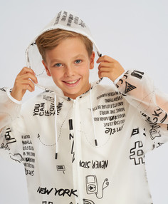 Дождевик белый с капюшоном Button Blue (128-134)