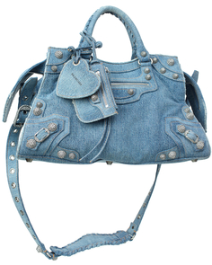 Cумка Neo Cagole из денима со стразами Balenciaga