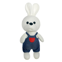 Игрушка мягкая Abtoys Knitted Зайка мальчик вязаный в джинсовом комбинезончике 25 см