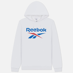 Мужская толстовка Reebok Identity Fleece Stacked Logo Hoodie, цвет белый, размер S