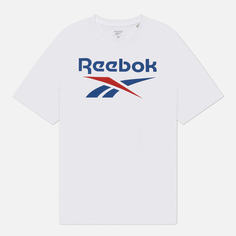 Мужская футболка Reebok Identity Big Stacked Logo, цвет белый, размер S