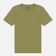 Женская футболка Carhartt Loose Fit Heavyweight K87 Pocket, цвет зелёный, размер XS