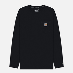 Мужской лонгслив Carhartt Force Relaxed Fit Midweight Pocket, цвет чёрный, размер S