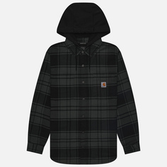 Мужская рубашка Carhartt Rugged Flex Relaxed Fit Flannel Fleece Lined Hooded, цвет серый, размер S