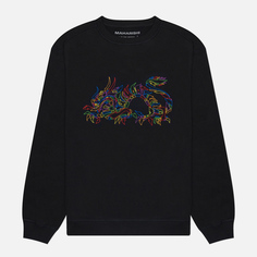 Мужская толстовка maharishi x Kay One Distorted Dragon Crew Neck, цвет чёрный, размер S