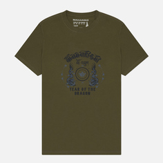 Мужская футболка maharishi x Tashi Mannox Dragon Anniversary, цвет оливковый, размер S
