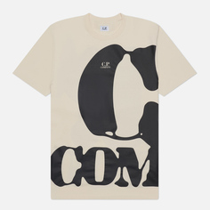 Мужская футболка C.P. Company 30/1 Jersey Relaxed Logo, цвет бежевый, размер S