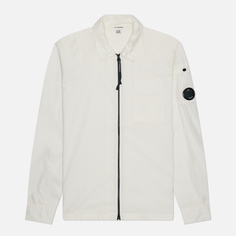 Мужская рубашка C.P. Company Organic Gabardine Zipped Overshirt, цвет белый, размер S