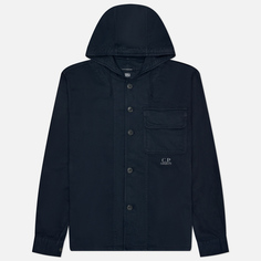 Мужская рубашка C.P. Company Armored Stretch Satin Hooded Buttoned Overshirt, цвет чёрный, размер S