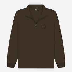 Мужской лонгслив C.P. Company Strech Piquet Zipped Polo, цвет оливковый, размер S