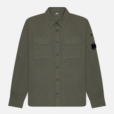 Мужская рубашка C.P. Company Organic Gabardine Buttoned Lens, цвет оливковый, размер S