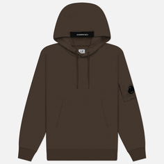 Мужская толстовка C.P. Company Diagonal Raised Fleece Lens Adjustable Hoodie, цвет коричневый, размер S
