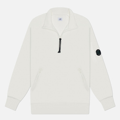 Мужская толстовка C.P. Company Diagonal Raised Fleece Half Zipped, цвет белый, размер S