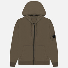 Мужская толстовка C.P. Company Light Fleece Zipped Hoodie Garment Dyed, цвет коричневый, размер S