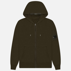 Мужская толстовка C.P. Company Light Fleece Zipped Hoodie Garment Dyed, цвет оливковый, размер S