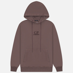 Мужская толстовка C.P. Company Brushed And Emerized Diagonal Fleece Logo Hoodie, цвет фиолетовый, размер S