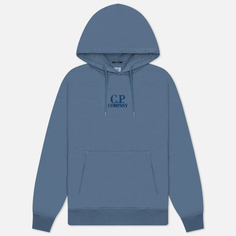 Мужская толстовка C.P. Company Brushed And Emerized Diagonal Fleece Logo Hoodie, цвет голубой, размер S