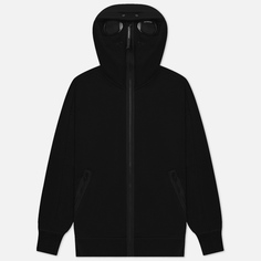 Мужская толстовка C.P. Company Diagonal Raised Fleece Goggle Zipped Hoodie, цвет чёрный, размер S